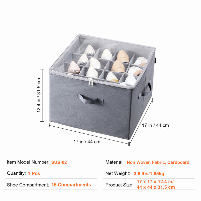 Range-chaussures sous le lit avec 16 compartiments, diviseurs réglables, respirants et pliables, fenêtre transparente, économise de l'espace de rangement dans la garde-robe