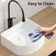 Lavabo vasque rectangulaire de style américain pour salle de bain - Lavabo au-dessus du comptoir en céramique en blanc brillant, impact, teinture 16,15 profondeur, entretien facile, ensemble de coussins sécuritaires,