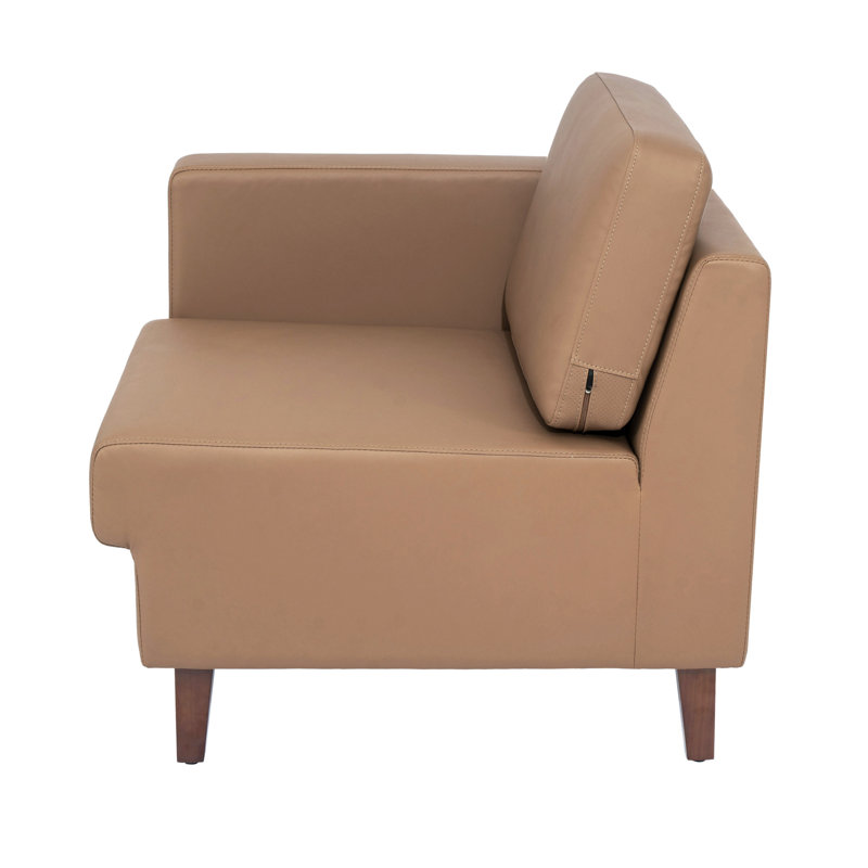 Commercial Modular Left Arm Chair With AC And USB And USB-C Chargers, Tan