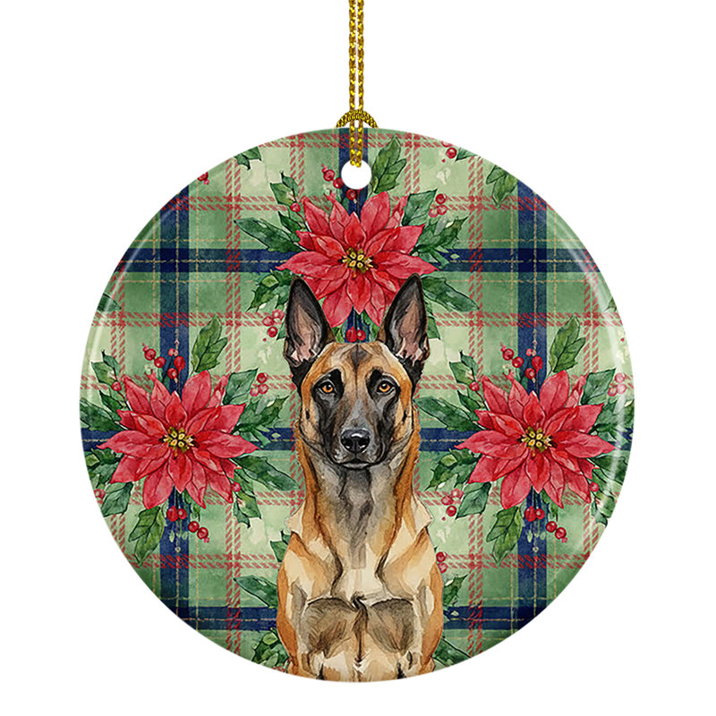 Ornement en céramique poinsettias belges Malinois, Malinois belge