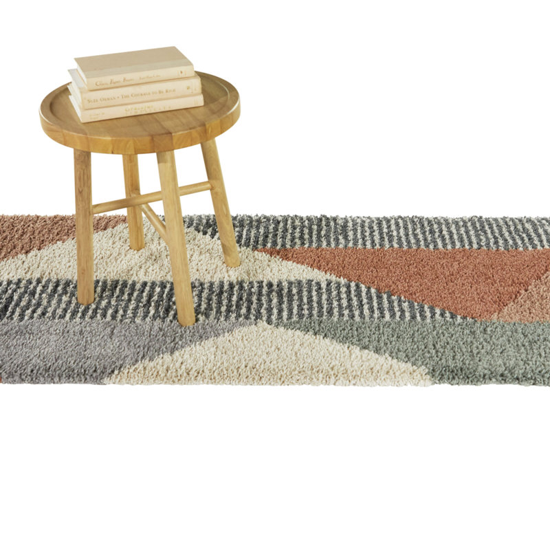 Tapis rose / gris / brun Satterlee, Tapis de couloir 2 pi 2 po x 7 pi