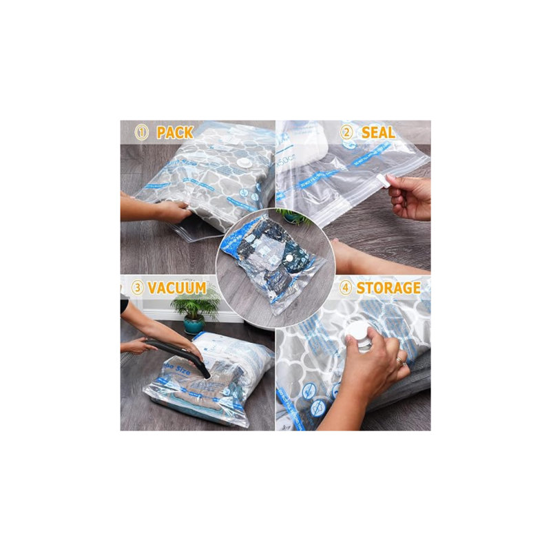 Ensemble de sacs de rangement sous vide 7 pièces, sacs de compression compacts pour vêtements, literie, couvertures et édredons
