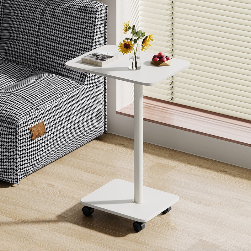 Tray Top Pedestal End Table, White, White