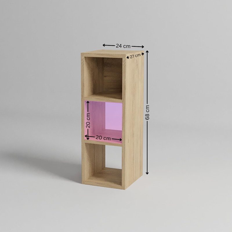 24 cm W Bedside Table, Light Brown