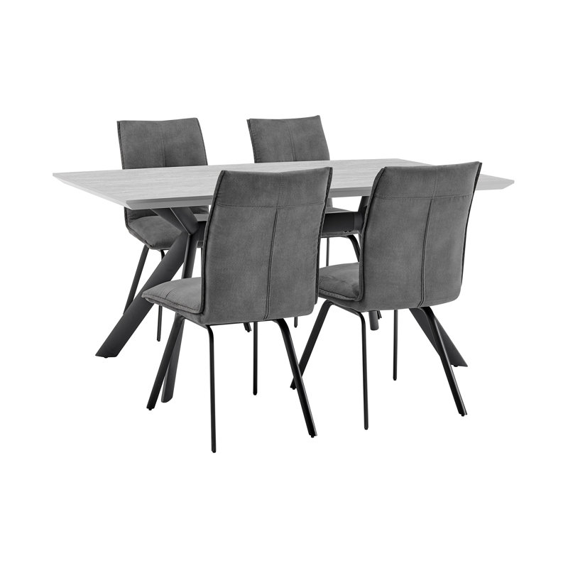 Ensemble repas 6 personnes Roosa, Gris clair, gris, 5 pièces