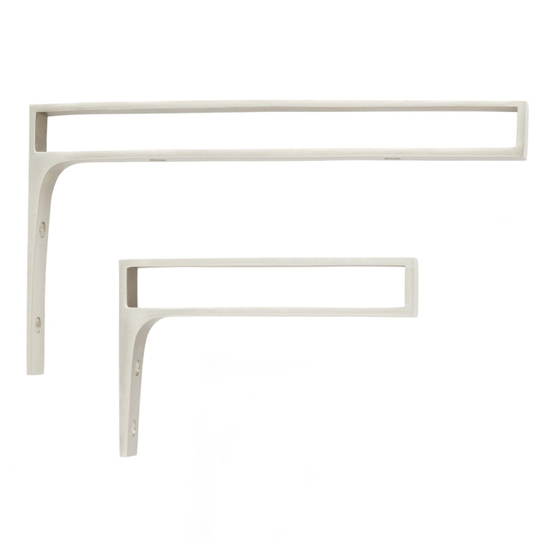 Gehler Solid Brass Shelf Bracket, Brushed Nickel, 5.5" H x 10" W x 0.88" D
