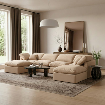 Itala Velvet Upholstered 6-Piece U-Shaped Modular Sectional