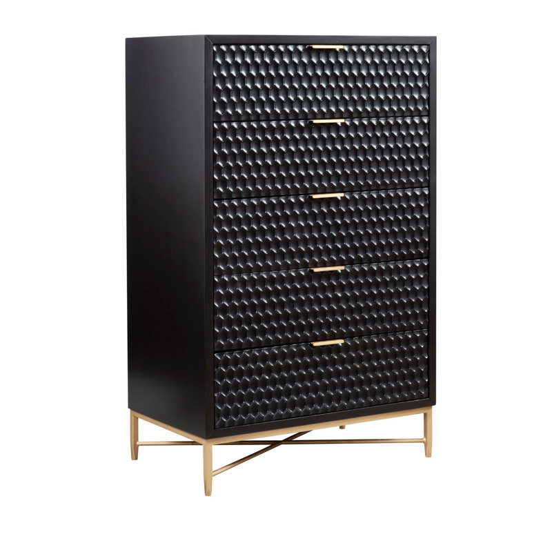 30'' W 5 - Drawer Dresser, Black/Gold