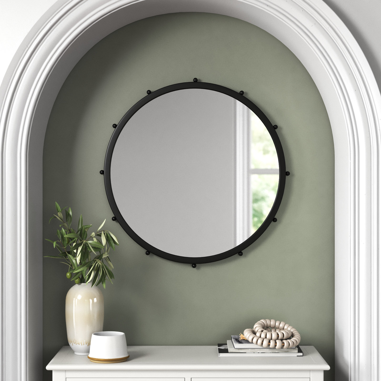 Weston Metal Round Mirror, Black, 25.2" x 25.2"