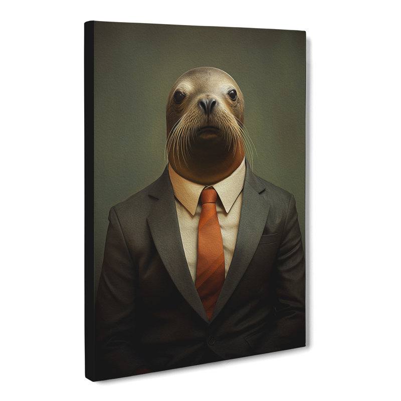 Sea Lion in a Suit Painting - Wrapped Canvas, 76cm H x 50cm W x 3cm D