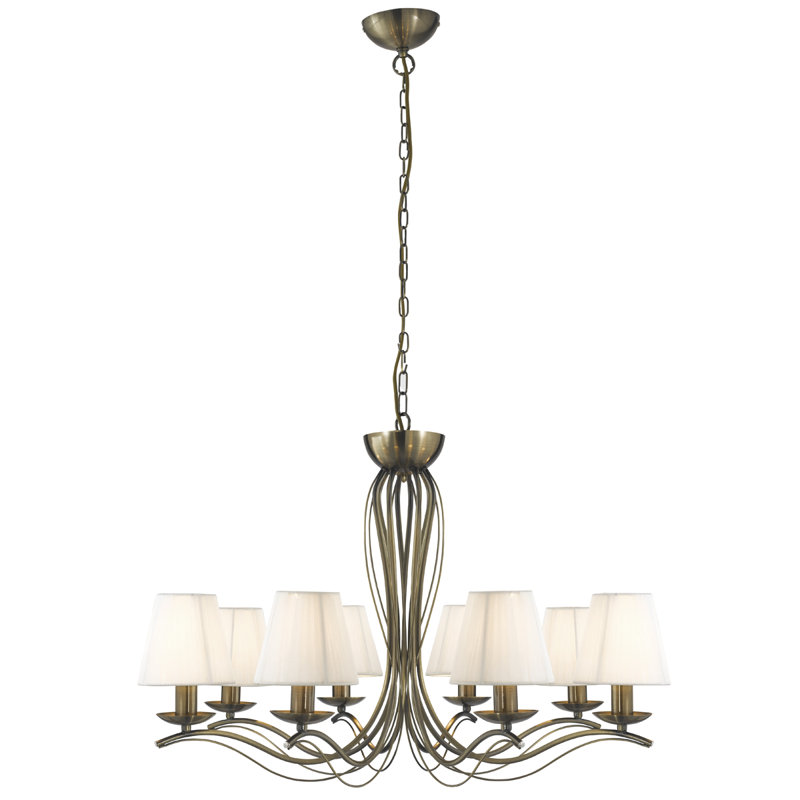 Rodman 8 - Light Shaded Chandelier, Antique Brass