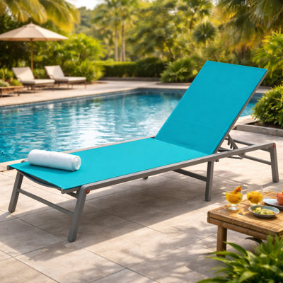 Lounge Chair Outdoor Foldable Lounge Chair With 5 Adjustableassemble-Free (Textilence W/O Table)
