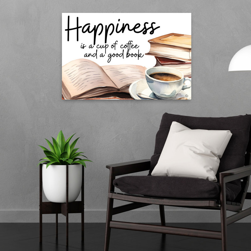 «Coffee And A Good Book», art abstrait moderne, H 16 po x l 24 po