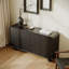 Buffet 59 po et console de télévision, rangement avec coins arrondis lisses, portes d'armoire texturées en nid d'abeille distinctives, pieds en forme de sphère, panneau avant élégant, look géométrique contemporain, noir