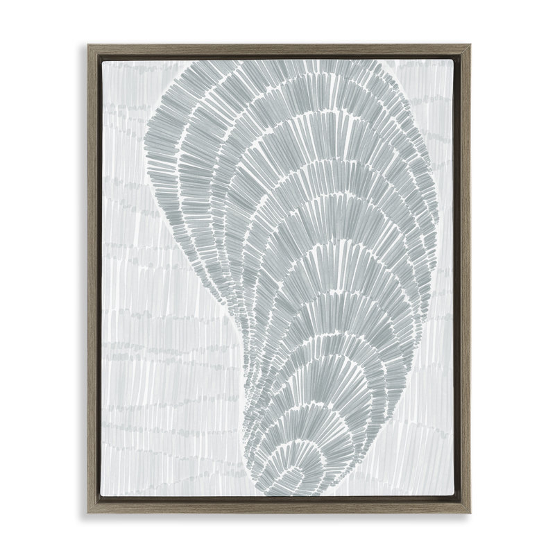 Art mural sur toile crocheté huître par Jetty Home, LLC, Cadre flottant orme Montalcino, H 31 po x l 25 po