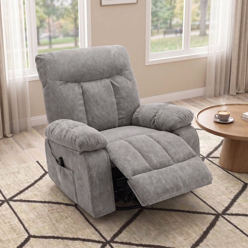 Fauteuil inclinable de massage avec chaleur 36,2 po de large Elysium, Gris clair