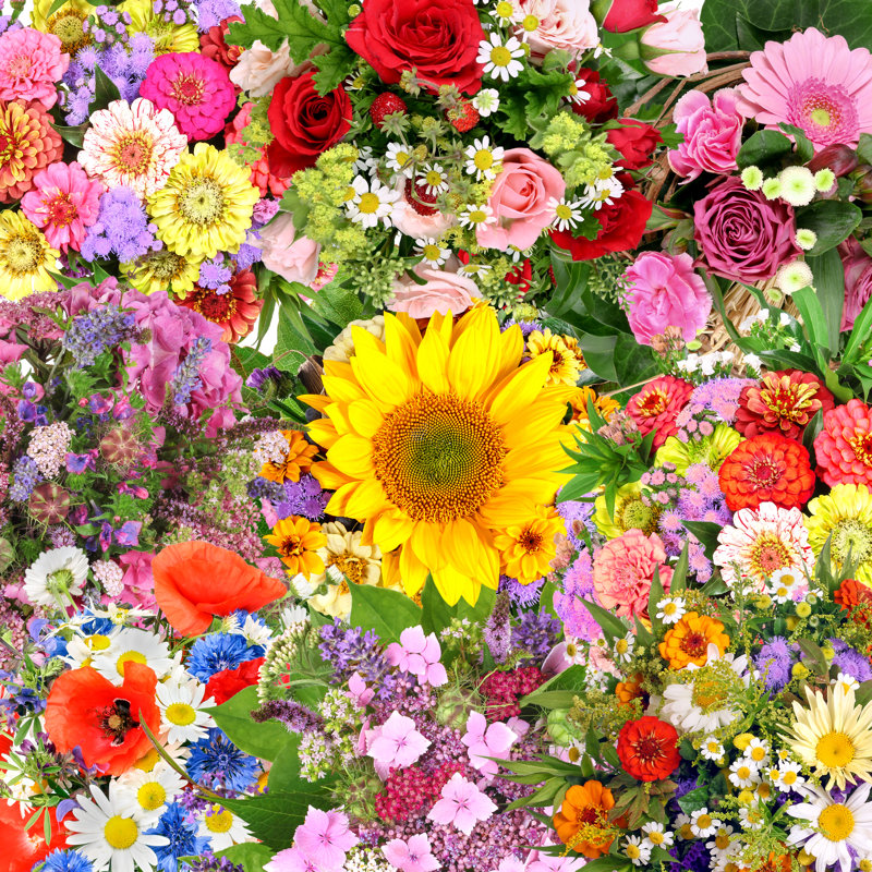 Flower Bouquets Background - Wrapped Canvas Print, 51cm H x 51cm W