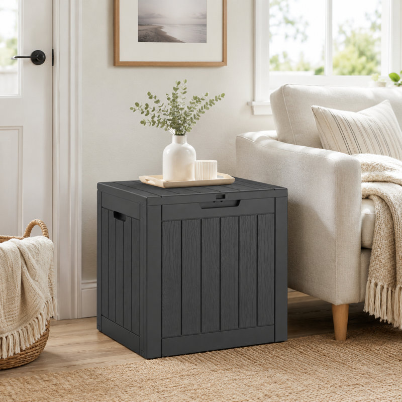 Boîte de rangement verrouillable en résine résistante à l'eau 22 po x P 17 po, Noir
