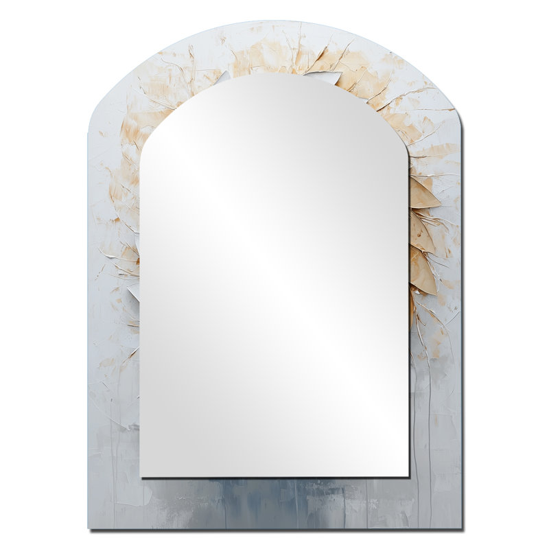 Miroir mural moderne moderne beige et blanc Dreamcatcher, 34 po x 25 po