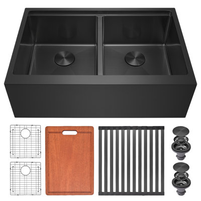 Évier de cuisine à double cuve en acier inoxydable encastrable 36 po x L 22 po x 36 po avec accessoires