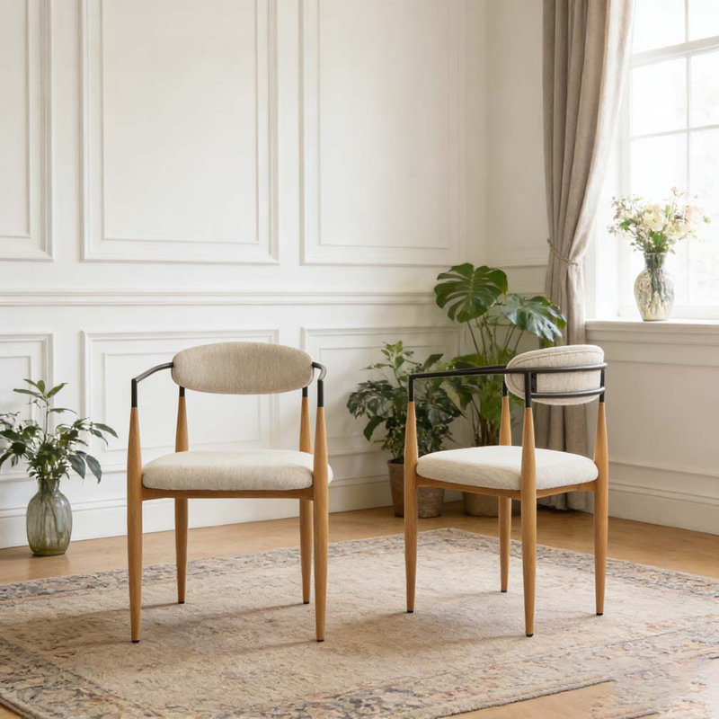 Chaise de salle à manger, Beige + brun clair