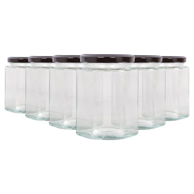 Argon Tableware Hexagonal Glass Jam Jars with Screw