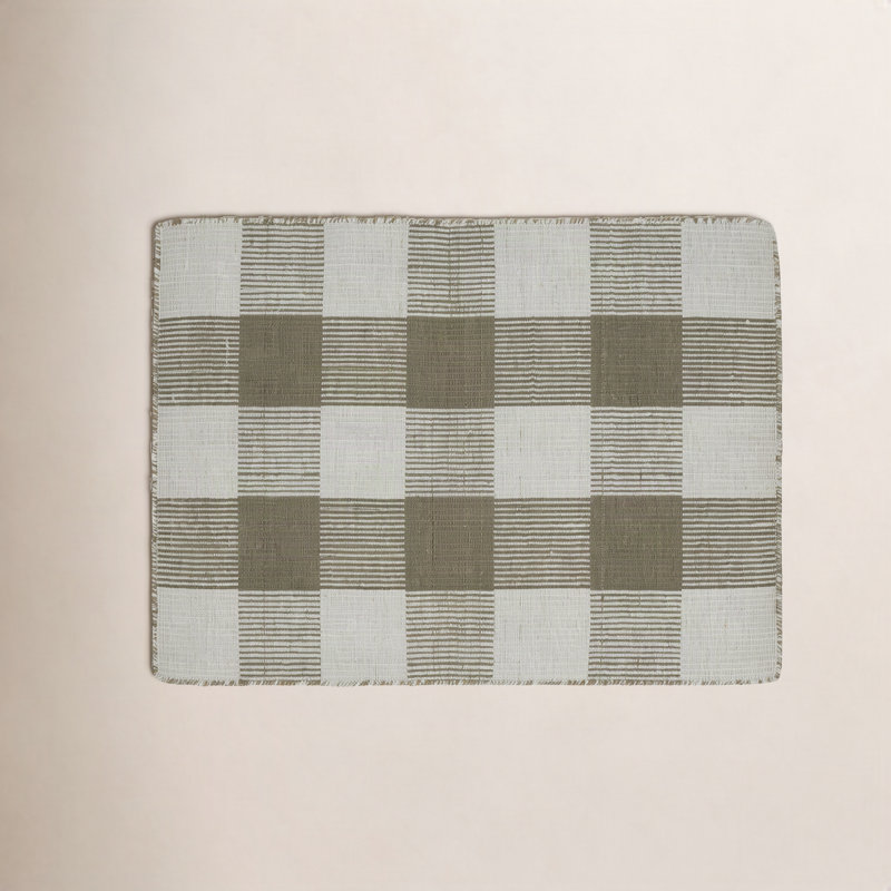 Charliss Gingham Machine Woven Flatweave Shag Wool Area Rug, Runner 2'6" x 8', Light Gray/Black