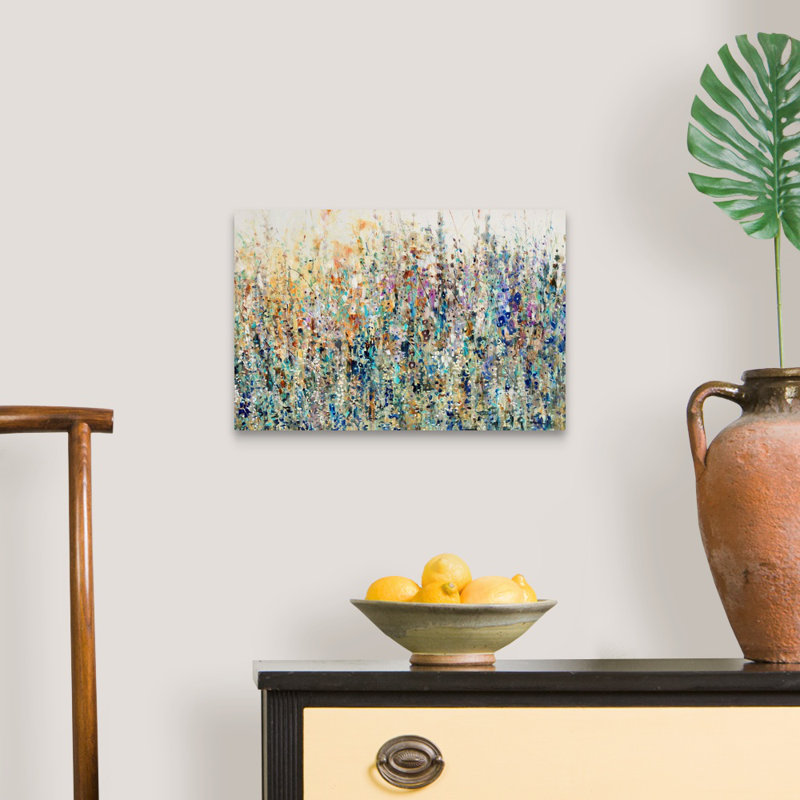 « Thicket Wildflowers » peinture sur toile, Toile tendue, H 12 po x l 18 po, Sans cadre