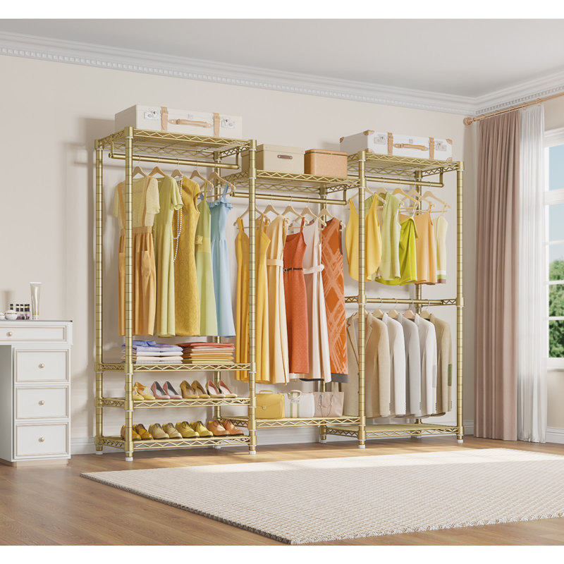 VIPEK V5 Portable Freestanding Wardrobe, Heavy-Duty Clothes Rack with 8 Adjustable Shelves,890LBS Capacity, Gold