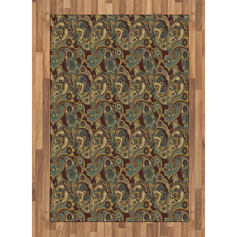 Paisley High Density Long Fiber Poly Threads Decorative Area Rug Carpet, Rectangle 4' x 5'8"