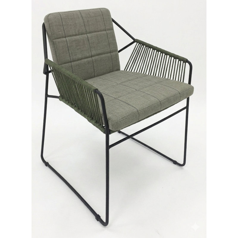 Sandur Outdoor Dining Armchair, Canvas Slate, Green Rope/Anthracite Frame