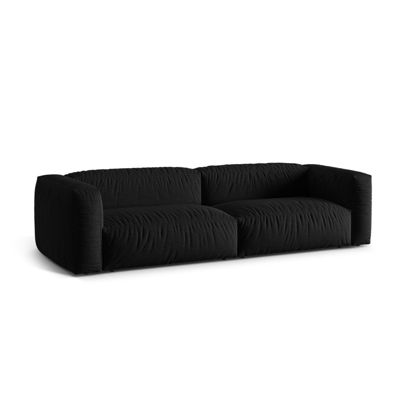 Carlens 4 Seater Sofa, Black, Structured Fabric, 4
