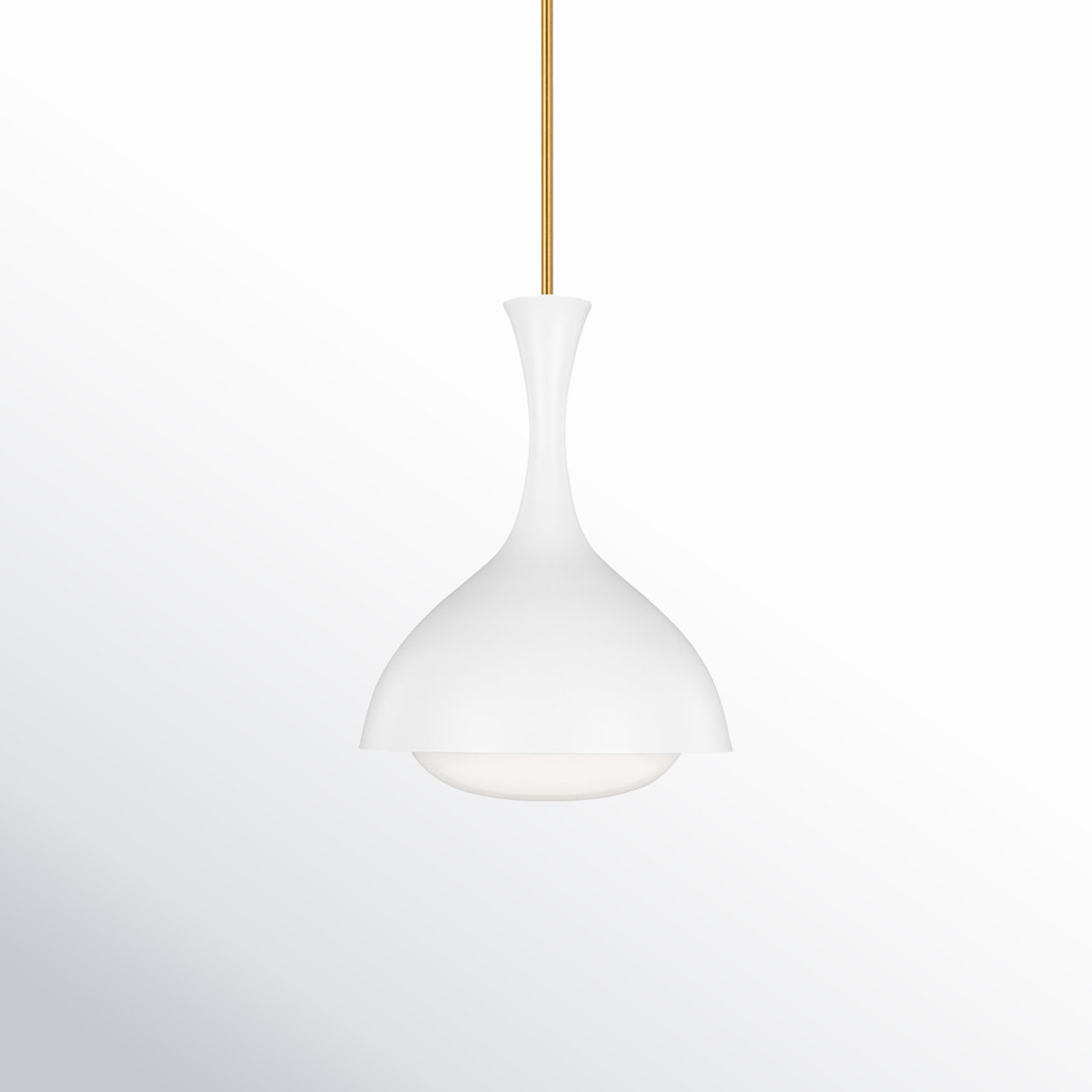 Alize Single Light Glass Dimmable Pendant, Matte White/Burnished Brass