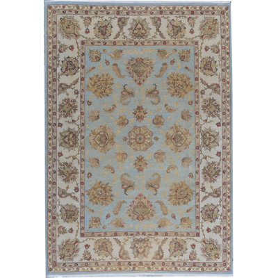 Tapis bleu de haute qualité noué à la main