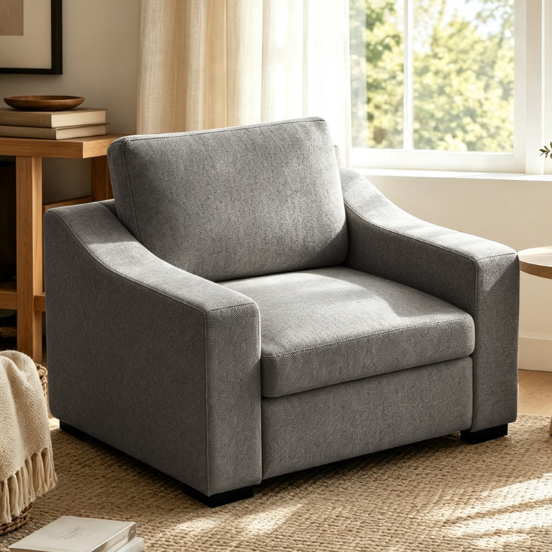 Chaise large et demi Stutsman CAL117, Mélange de polyester gris