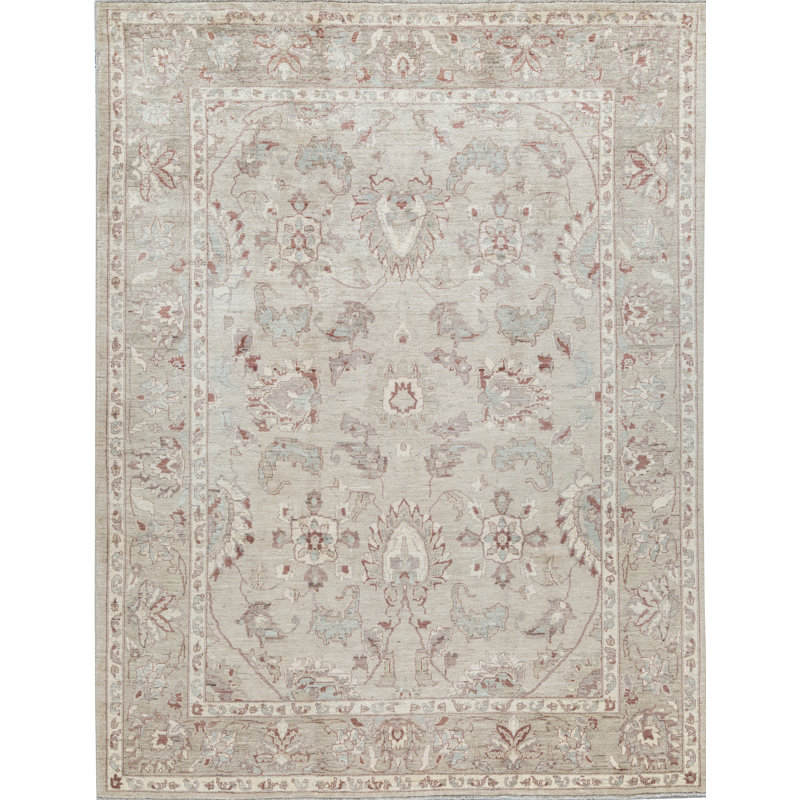 Hand-Knotted High-Quality Light Green Area Rug