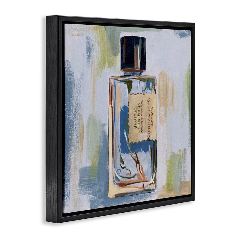 "Paint Streak Perfume", art mural sur toile flottante par Melissa Wang, H 18 po x l 18 po, Cadre flottant gris lustré