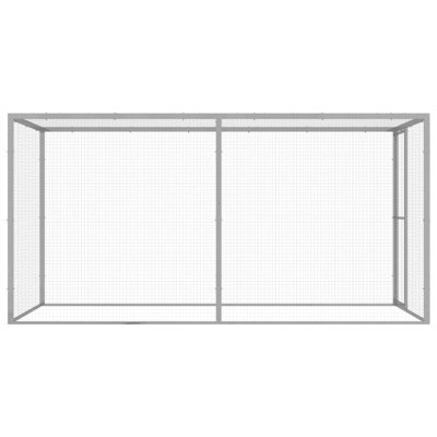  Cat Cage Silver Galvanized Steel 9.8X4.9X4.9 Ft Durable