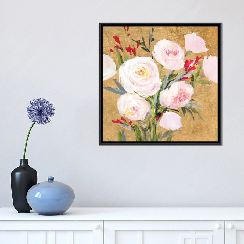 « a taches d’or », impression sur toile, H 37 po x l 37 po x P 1,5 po, Toile encadrée noire