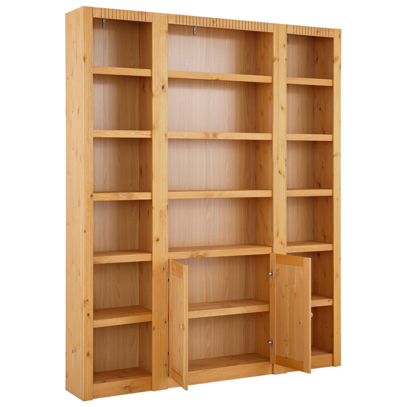 Elona 213cm H x 177.4cm W Library Bookcase, Stain Wax
