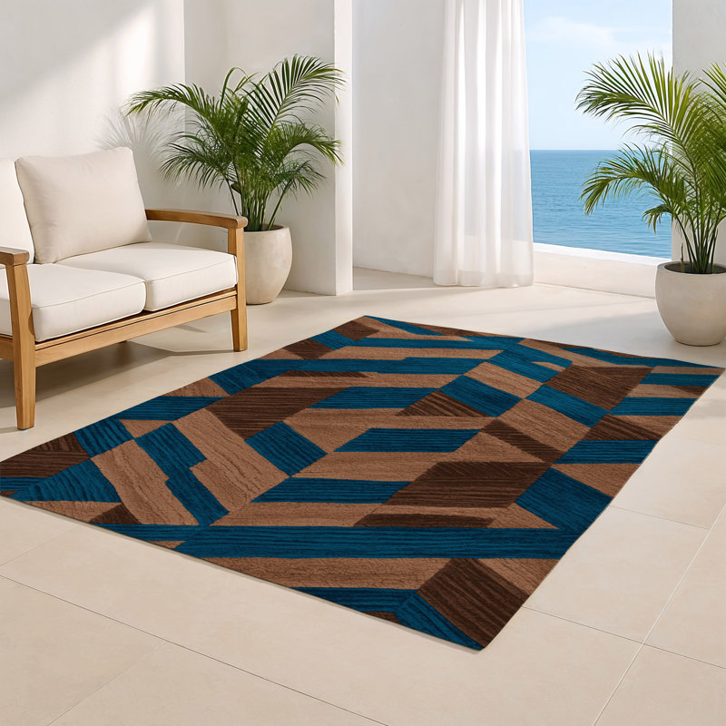 Tapis d'intérieur et d'extérieur à carreaux vert, Rectangulaire 2 pi x 3 pi