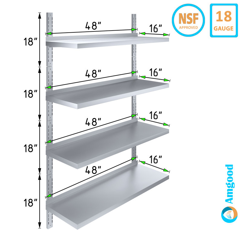 Amgood 4 Shelf Wall Mounted Shelf