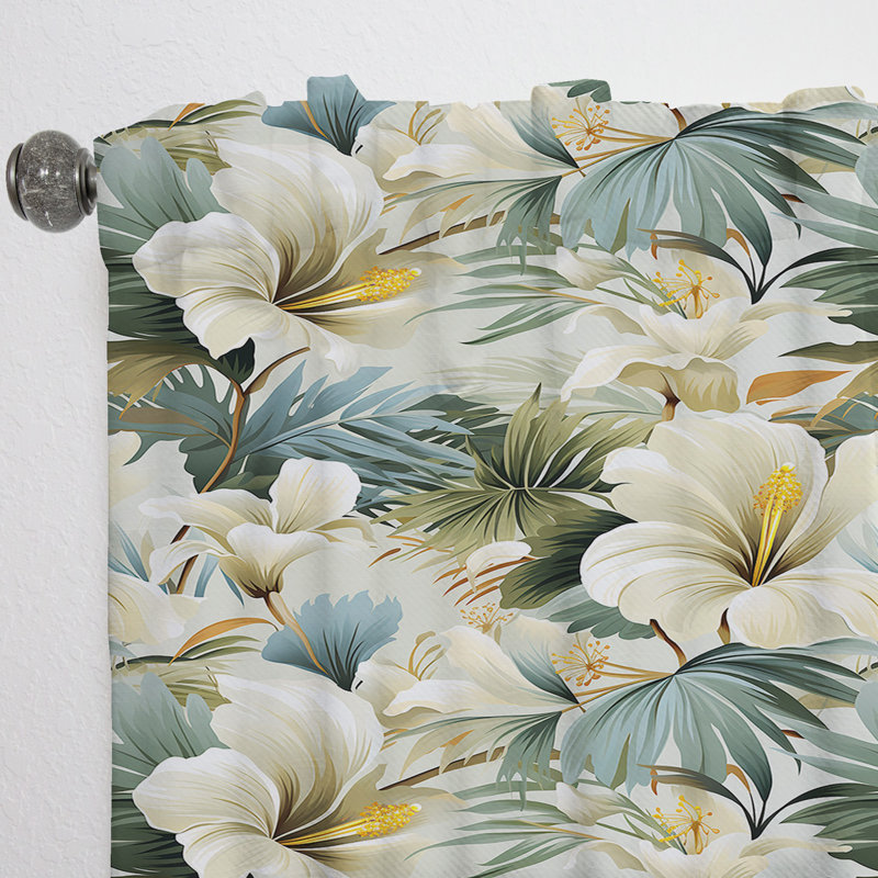 Motif naturel de tranquillité naturelle - Rideau floral - Velours obscurcissant - 1 panneau, L 52 po x L 95 po