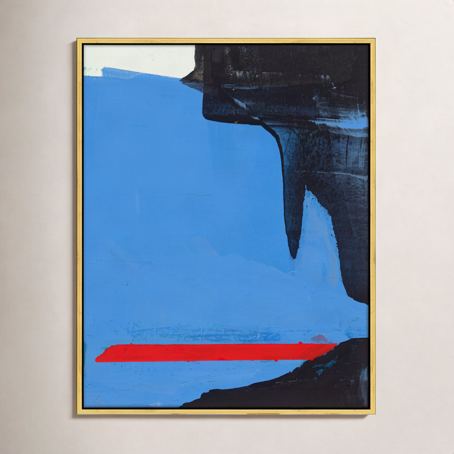 Goulding "Beneath the Blue 3" Painting, 50" H x 40" W x 1.375" D, Gold Framed