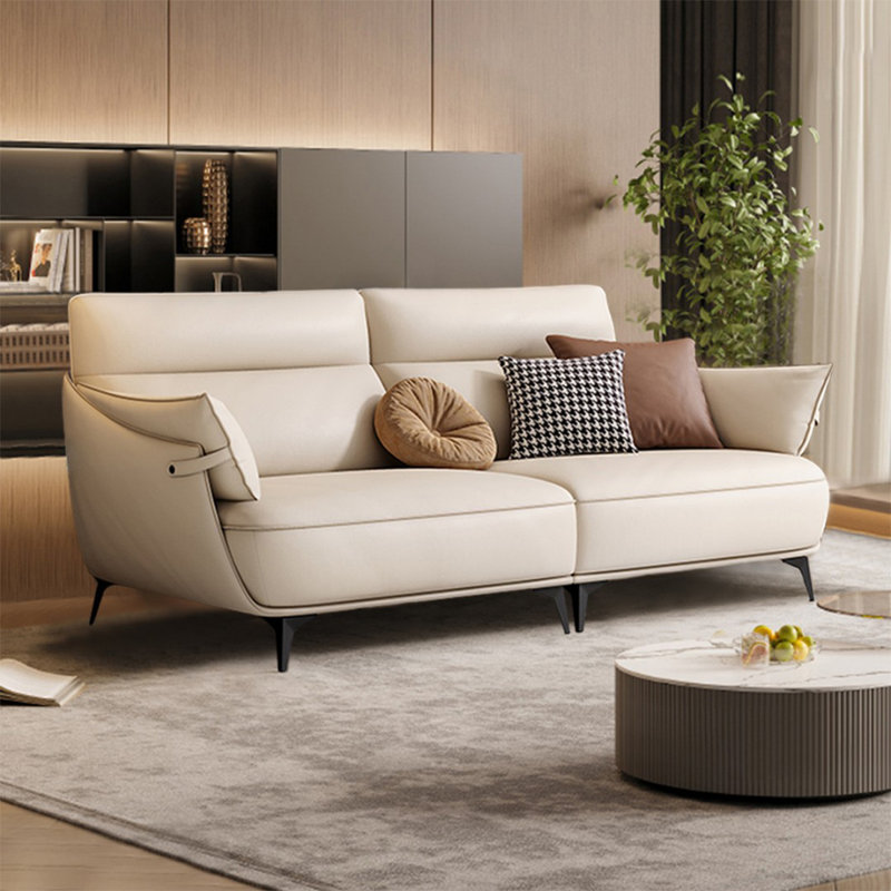 Causeuse-coussin modulaire en cuir véritable beige
