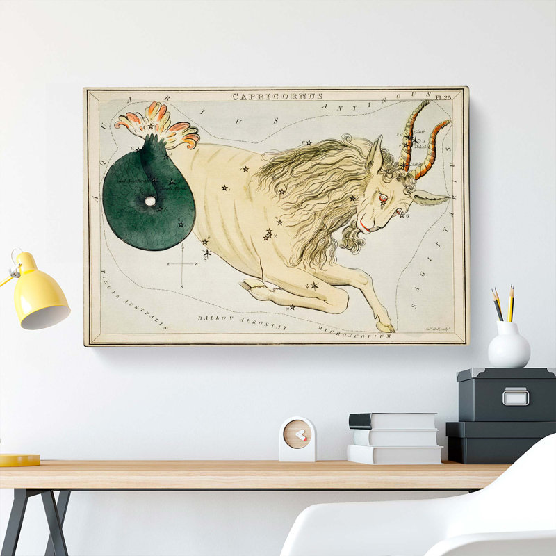 Astronomical Zodiac Chart of the Capricorn - Wrapped Canvas Drawing Pint - Wrapped Canvas, 35cm H x 50cm W x 3cm D