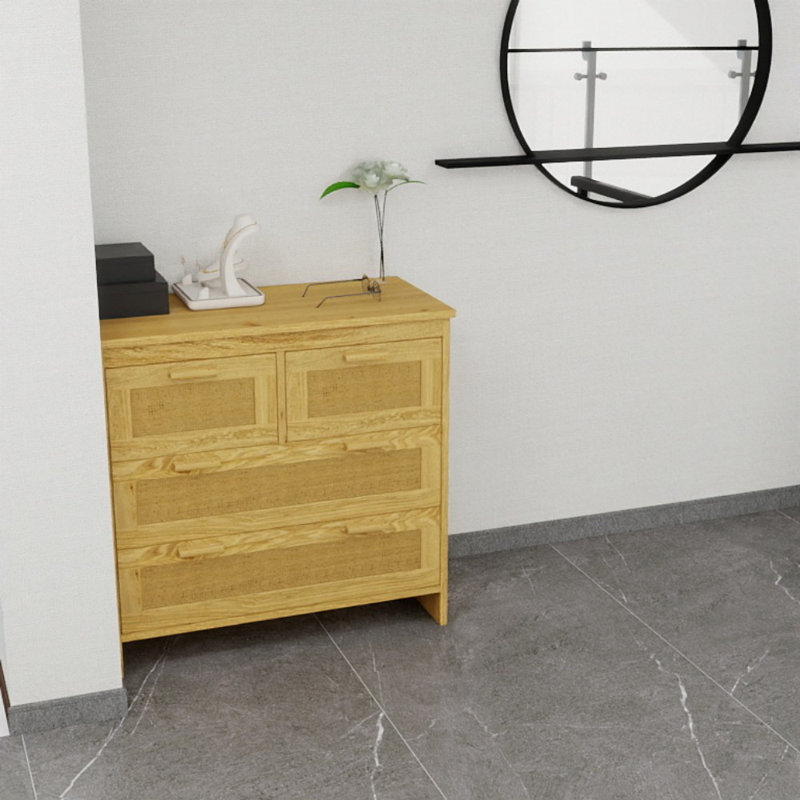 4 Drawer Rattan Cabinet Is Suitable For Bedrooms, Living Rooms And Other Scenes. The Natural Material Is Easy To Assemble, Practical And Beautiful.