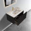Meuble-lavabo élégant avec texture noyer rayé et lavabo intégré