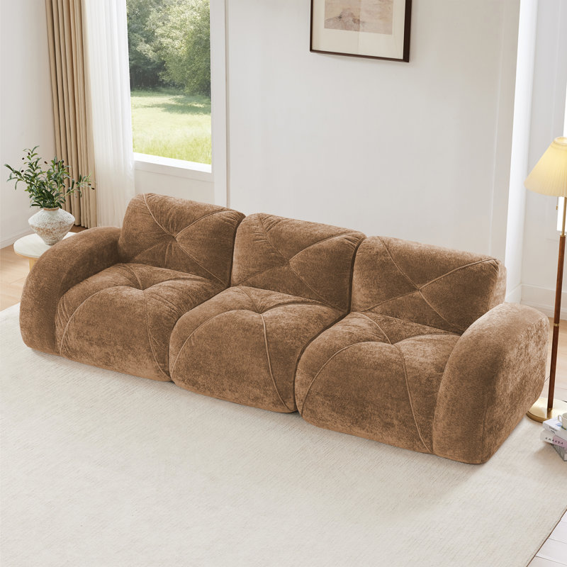 Canapé 110 po sans capitonnage 110 po, H 29,9 po x l 110,6 po x P 37,4 po, Camel, 3