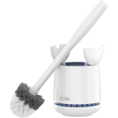 Toilet Bowl Brush And Holder, Premium Quality, With Solid Handle And Durable Bristles For Bathroom Cleaning, White, 1 Pack
